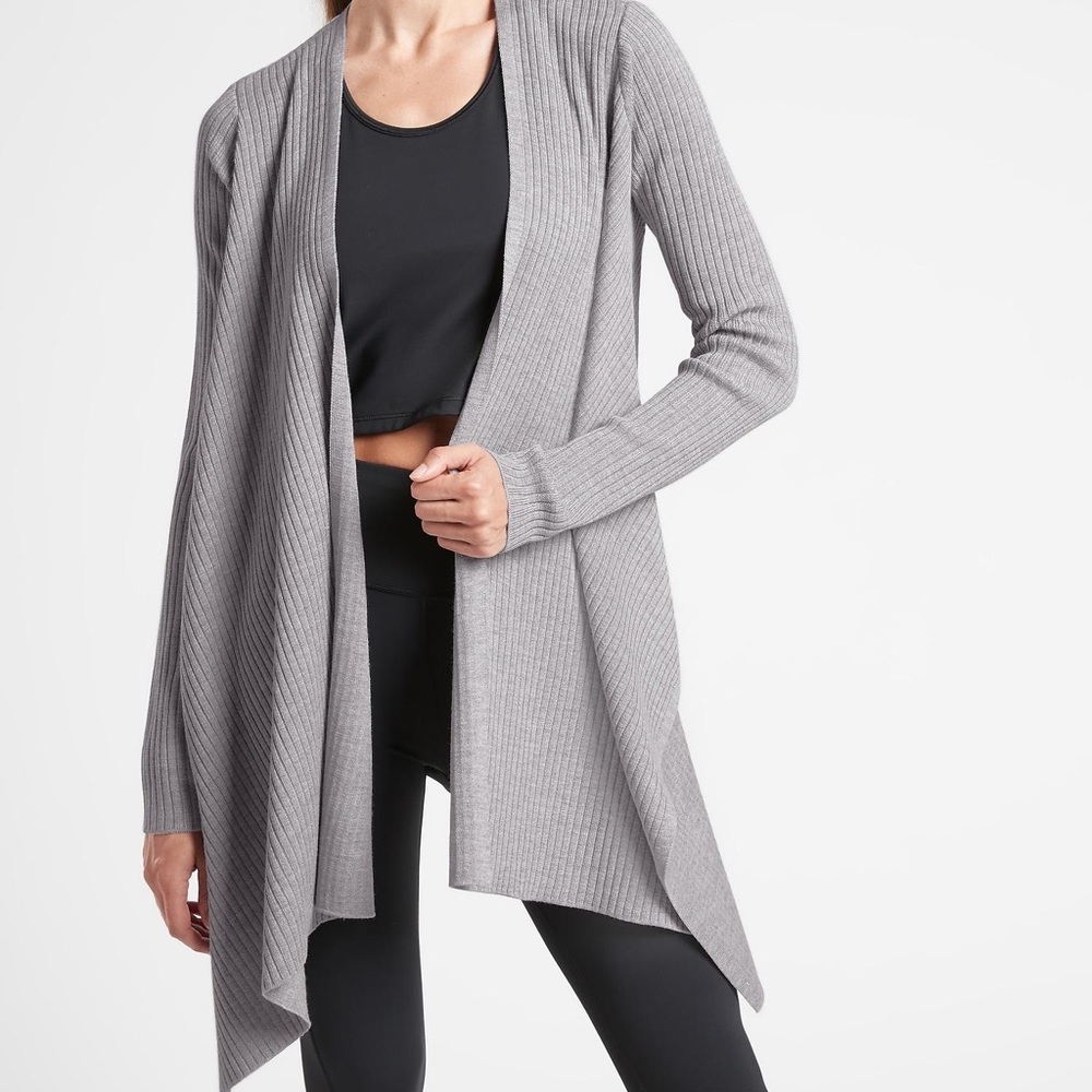Athleta grey wrap merino wool cardigan